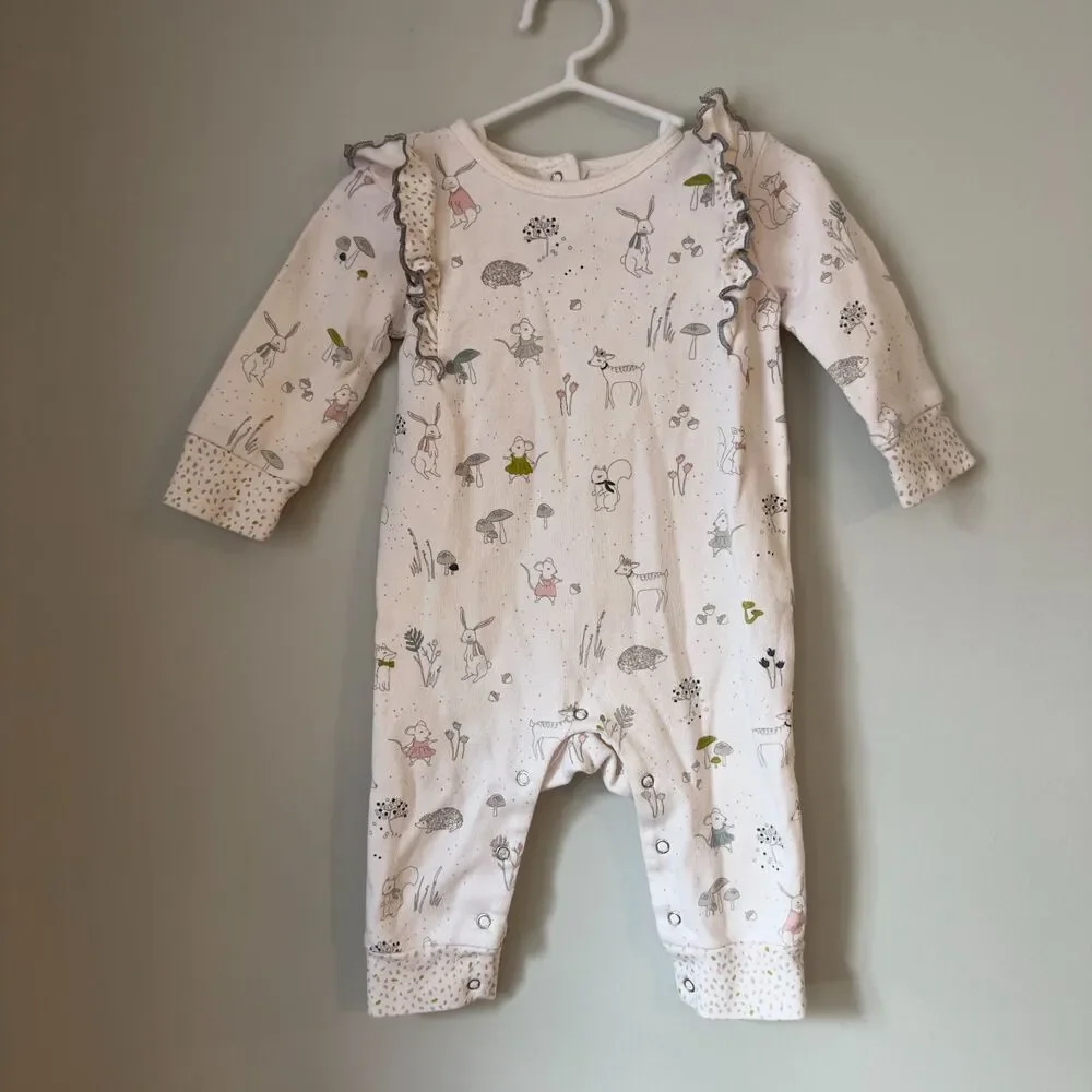 Pehr Organic Baby Girls' Ruffle Romper - Size 3-6M